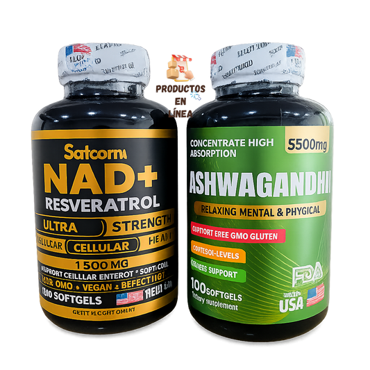 Suplemento Ashwagandha y Resveratrol NAD+ .. Energía y Antienvejecimiento