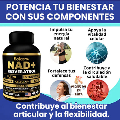 Suplemento Ashwagandha y Resveratrol NAD+ .. Energía y Antienvejecimiento