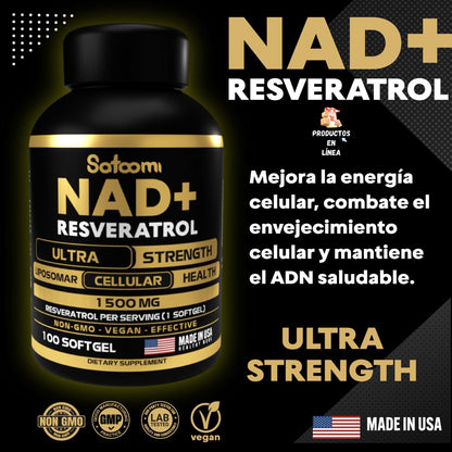 Suplemento Ashwagandha y Resveratrol NAD+ .. Energía y Antienvejecimiento